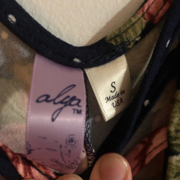 Alya Navy Polka-Dot Floral A-Line Dress - Picture 4 of 4